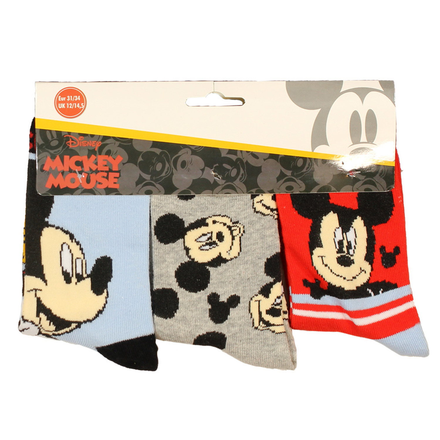 In de naam Aanpassen verwennen Mickey Mouse Kids 3 Paar Sokken Set Blauw/Grijs/Rood - Popmerch.com