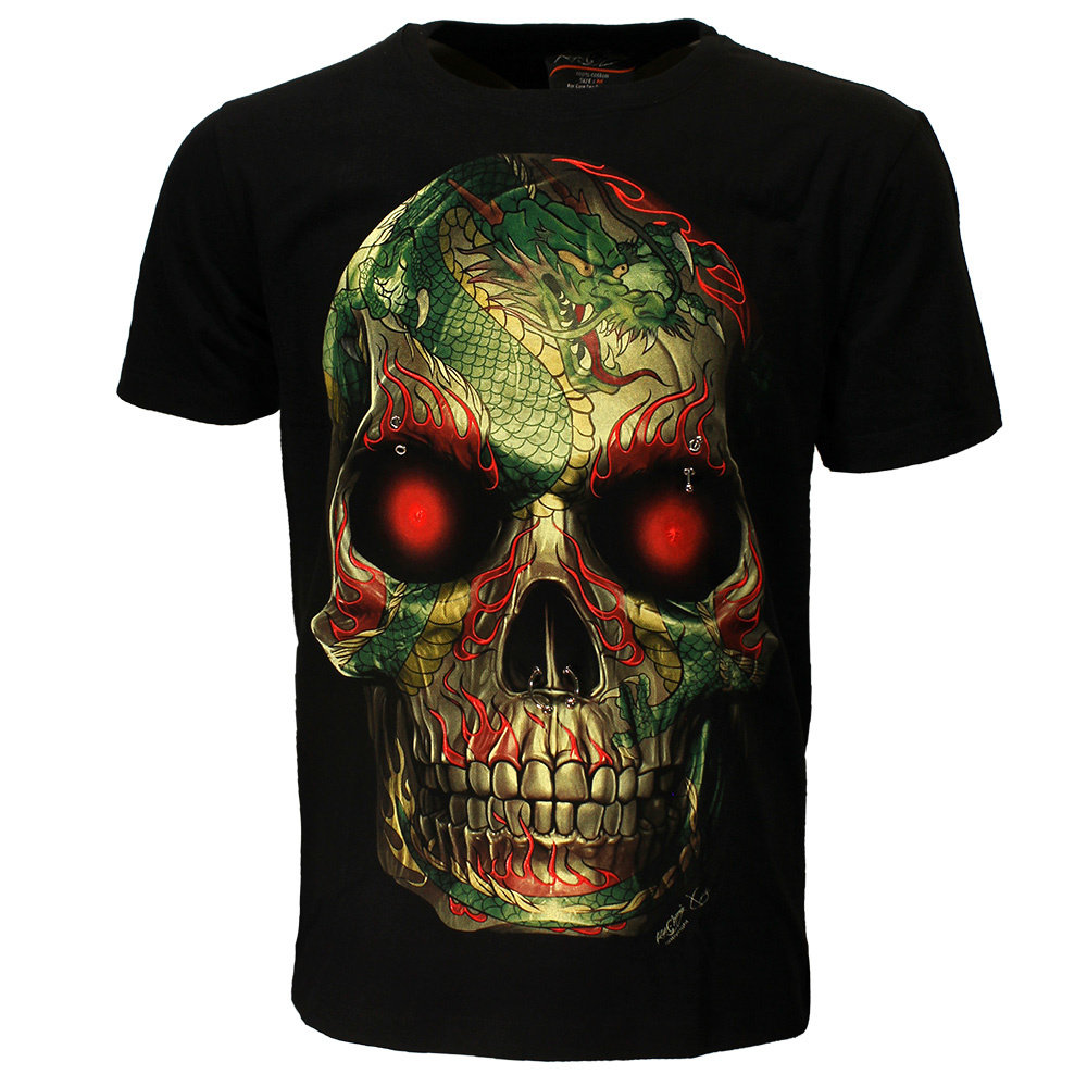 Rock Eagle / Biker T-Shirts Totenkopf with Septum Dragon Tattoo T-Shirt