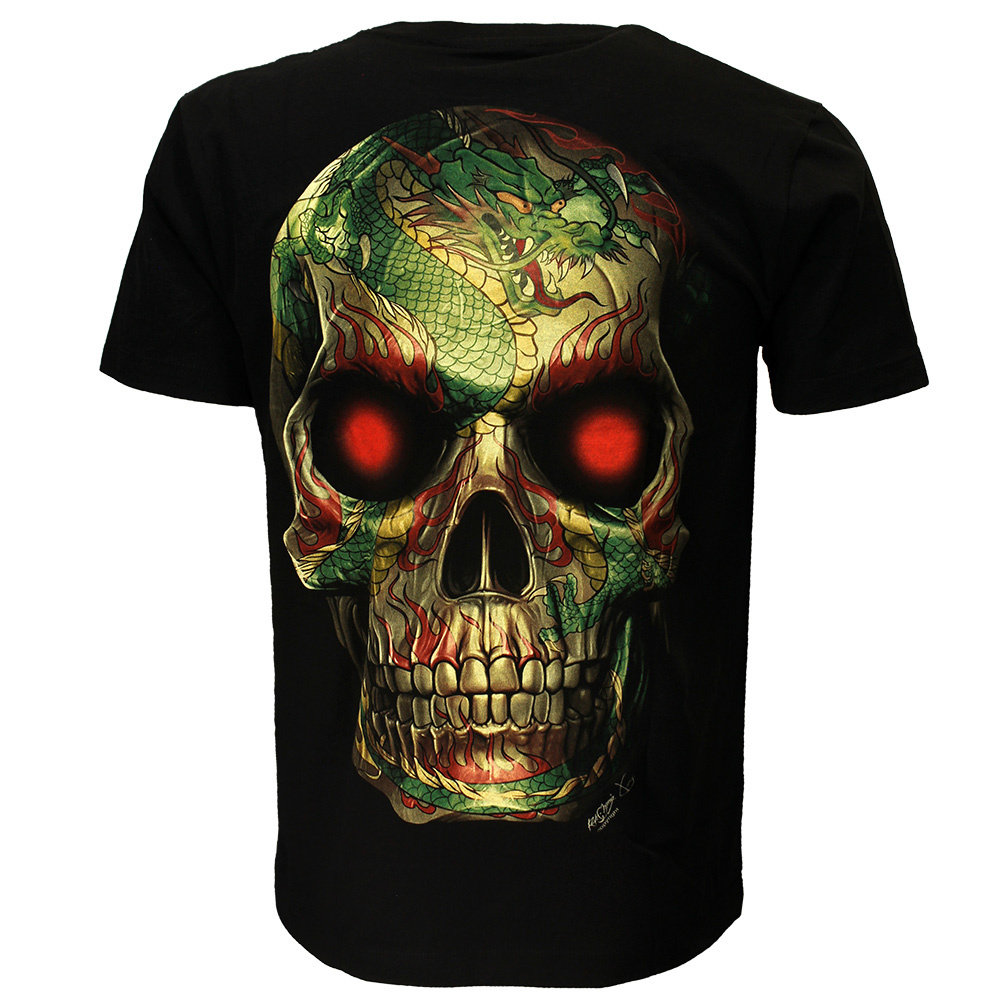 Totenkopf mit Septum Dragon Tattoo T-Shirt Totenkopf mit Septum Dragon Tattoo T-Shirt