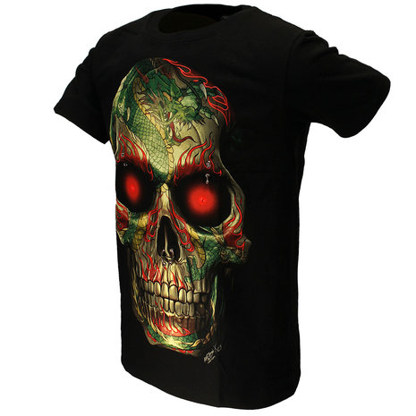 Rock Eagle / Biker T-Shirts Totenkopf mit Septum Dragon Tattoo T-Shirt Rock Eagle / Biker T-Shirts Totenkopf mit Septum Dragon Tattoo T-Shirt