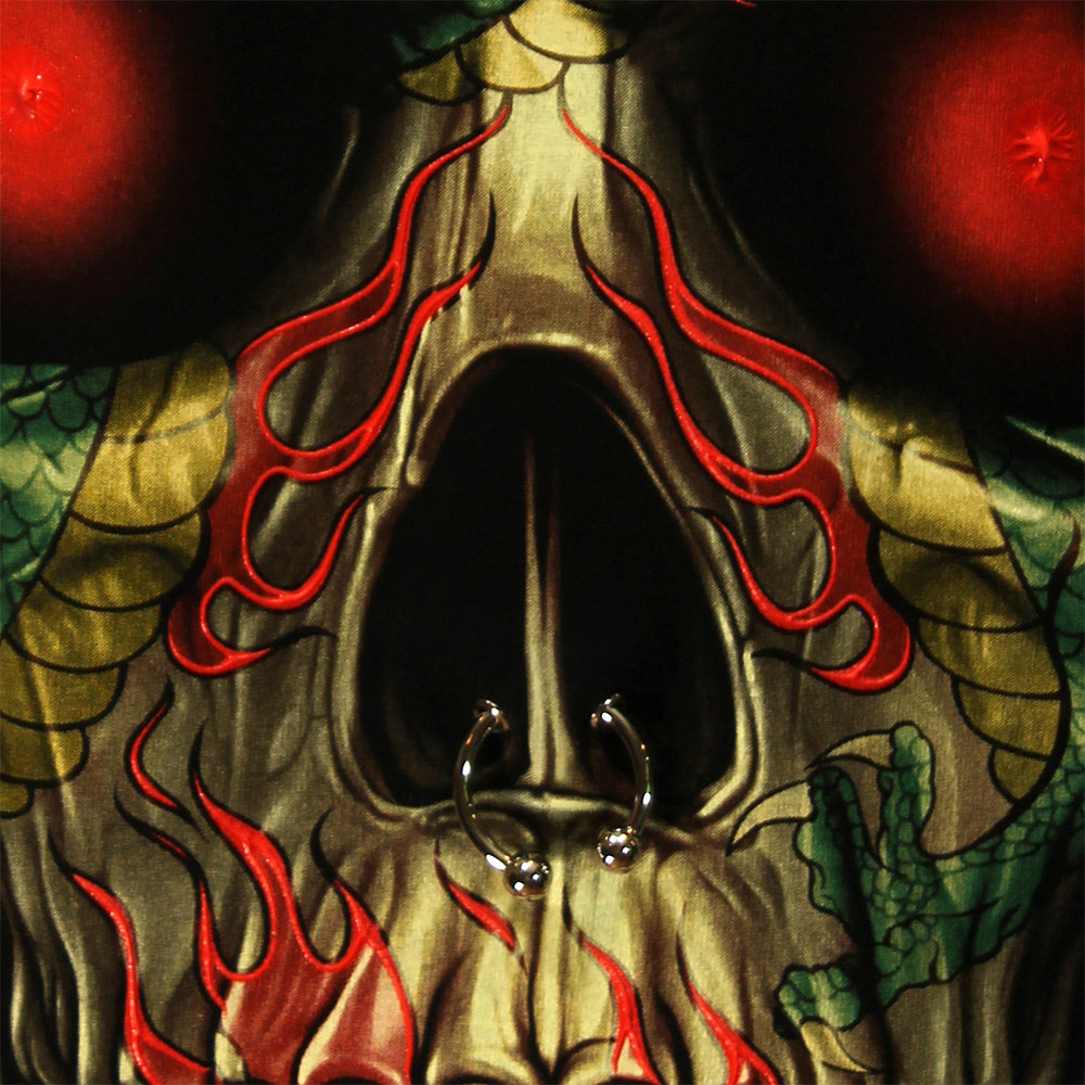 Rock Eagle / Biker T-Shirts Totenkopf with Septum Dragon Tattoo T-Shirt