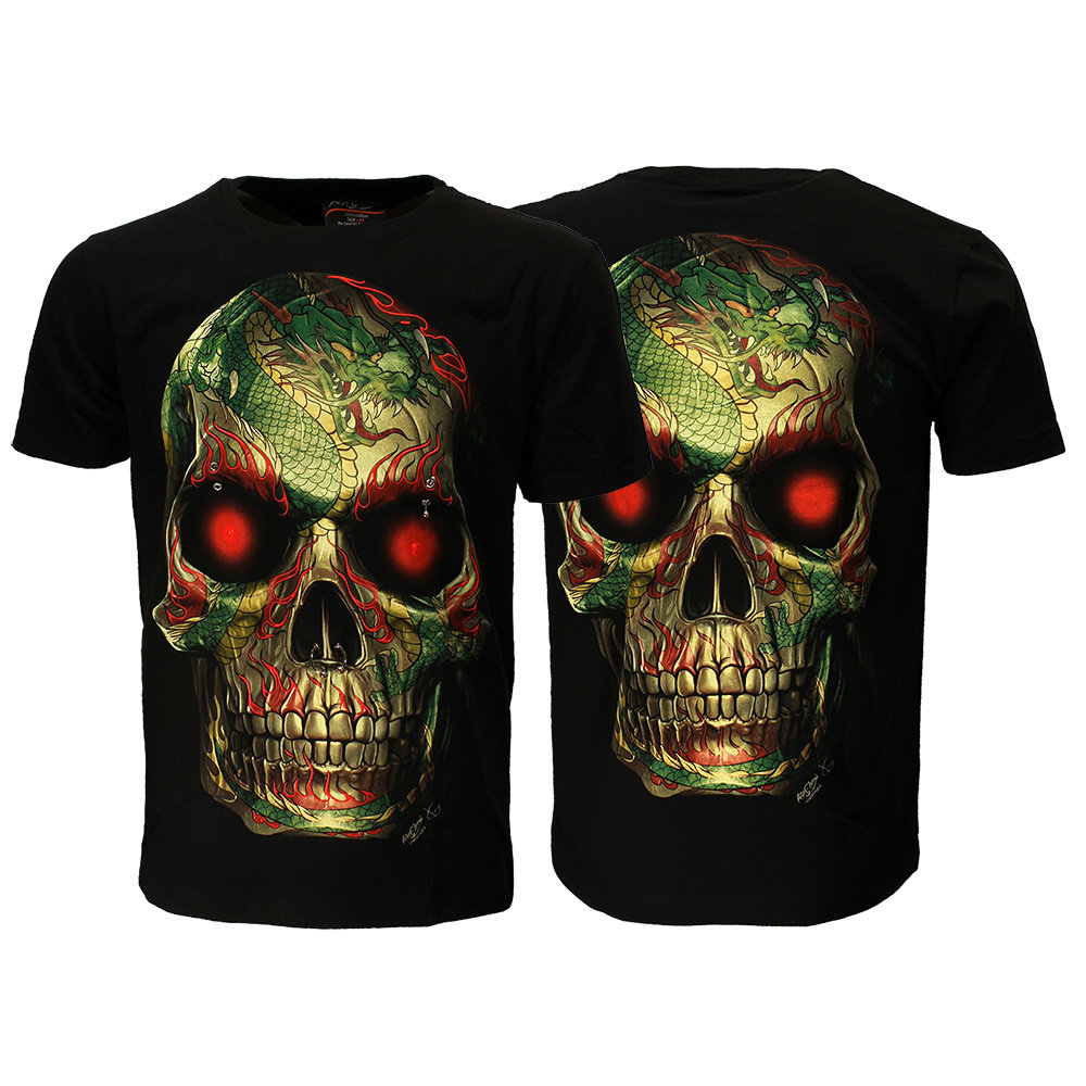 Totenkopf mit Septum Dragon Tattoo T-Shirt Totenkopf mit Septum Dragon Tattoo T-Shirt