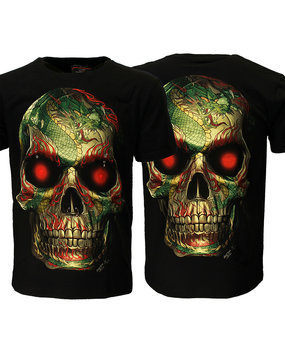 Rock Eagle / Biker T-Shirts Totenkopf mit Septum Dragon Tattoo T-Shirt