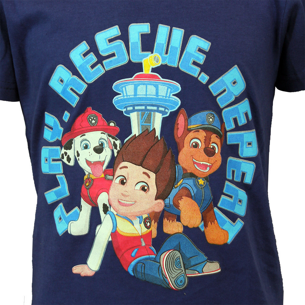 Paw Patrol Play Rescue Repeat Kinder T-Shirt Dunkelblau – Offizielles Merchandise Paw Patrol Play Rescue Repeat Kinder T-Shirt Dunkelblau – Offizielles Merchandise