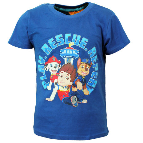 Paw Patrol Play Rescue Repeat Kids T-Shirt Blauw - Officiële Merchandise Paw Patrol Play Rescue Repeat Kids T-Shirt Blauw - Officiële Merchandise