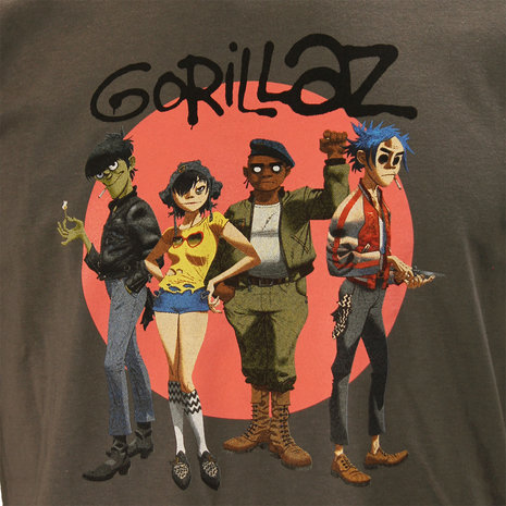 Band Merchandise Gorillaz Group Circle Rise T-Shirt - Officiële Merchandise Band Merchandise Gorillaz Group Circle Rise T-Shirt - Officiële Merchandise
