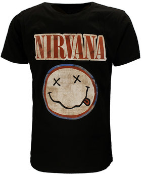 Band Merchandise Nirvana Distressed Logo Smiley T-Shirt Band Merchandise Nirvana Distressed Logo Smiley T-Shirt