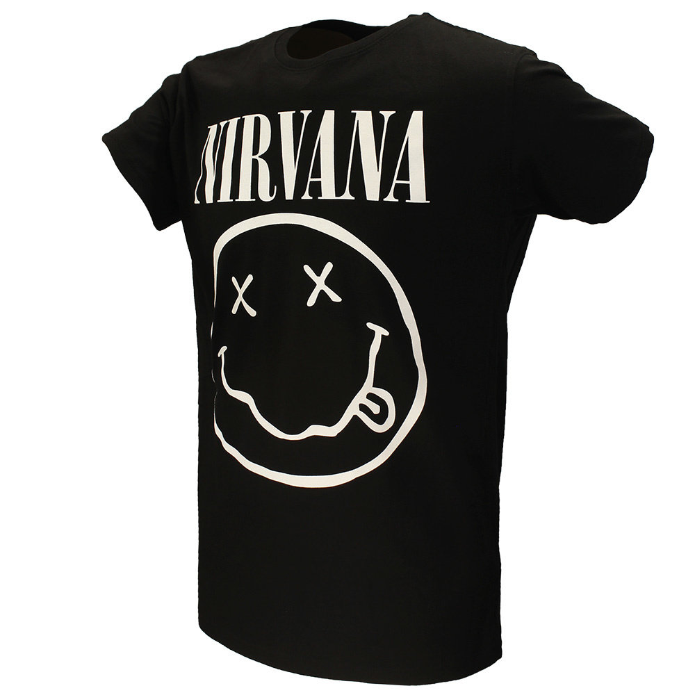 Band Merchandise Nirvana Weißes Smiley-T-Shirt – offizielles Merchandise Band Merchandise Nirvana Weißes Smiley-T-Shirt – offizielles Merchandise