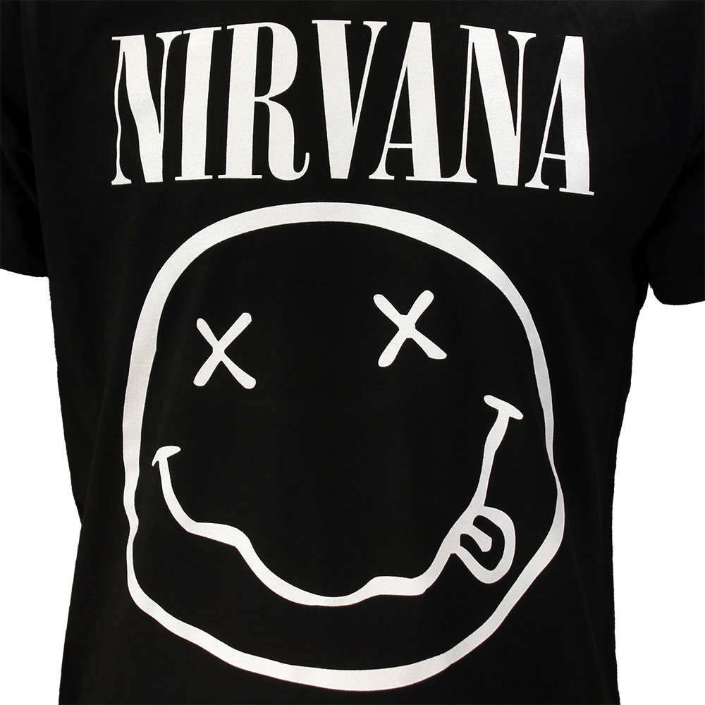 Band Merchandise Nirvana Weißes Smiley-T-Shirt – offizielles Merchandise Band Merchandise Nirvana Weißes Smiley-T-Shirt – offizielles Merchandise
