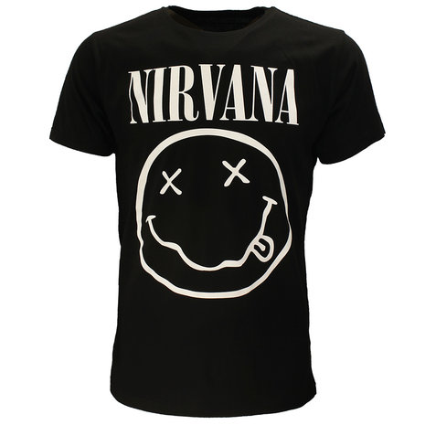 Band Merchandise Nirvana Weißes Smiley-T-Shirt – offizielles Merchandise Band Merchandise Nirvana Weißes Smiley-T-Shirt – offizielles Merchandise