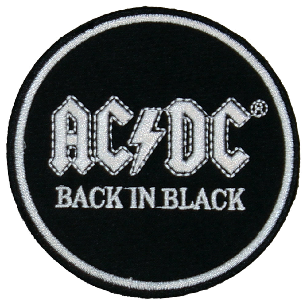 Band Merchandise AC/DC Back In Black Circle Patch - Officiële Merchandise Band Merchandise AC/DC Back In Black Circle Patch - Officiële Merchandise