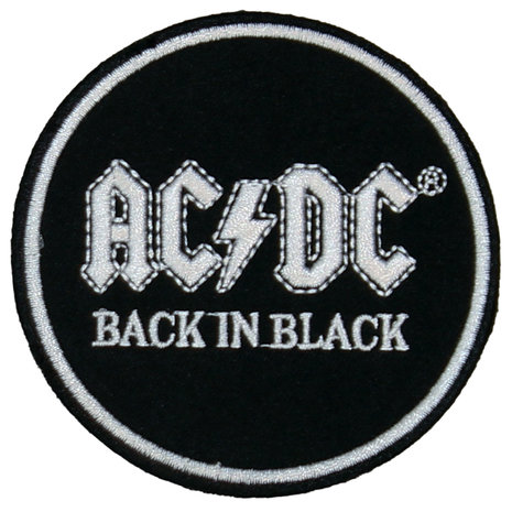 Band Merchandise AC/DC Back In Black Circle Patch - Officiële Merchandise Band Merchandise AC/DC Back In Black Circle Patch - Officiële Merchandise