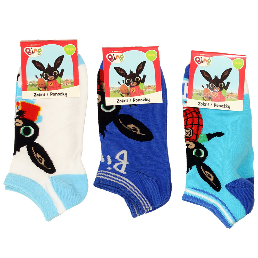Bing Kids Summer Socks Blue 3 Pack - Official Merchandise