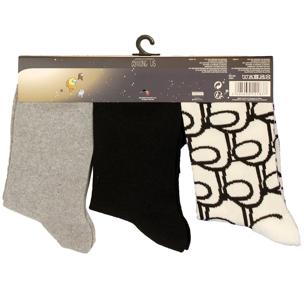 Among Us Outline 3 Pack Socks - Official Merchandise