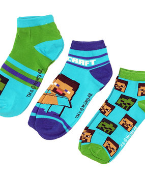 Minecraft Minecraft Steve & Creeper 3 Pack Summer Socks Minecraft Minecraft Steve & Creeper 3 Pack Summer Socks