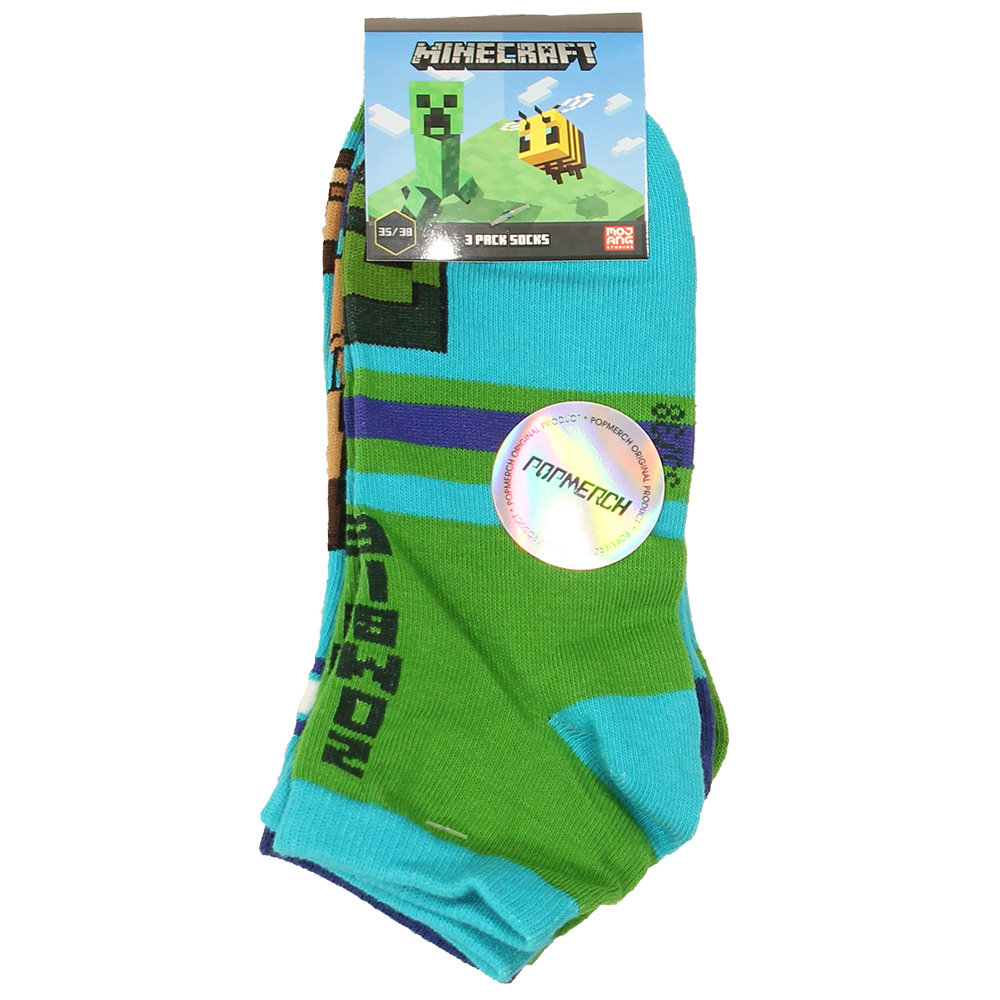 Minecraft Minecraft Steve & Creeper 3 Pack Zomer Sokken - Officiële Merchandise Minecraft Minecraft Steve & Creeper 3 Pack Zomer Sokken - Officiële Merchandise