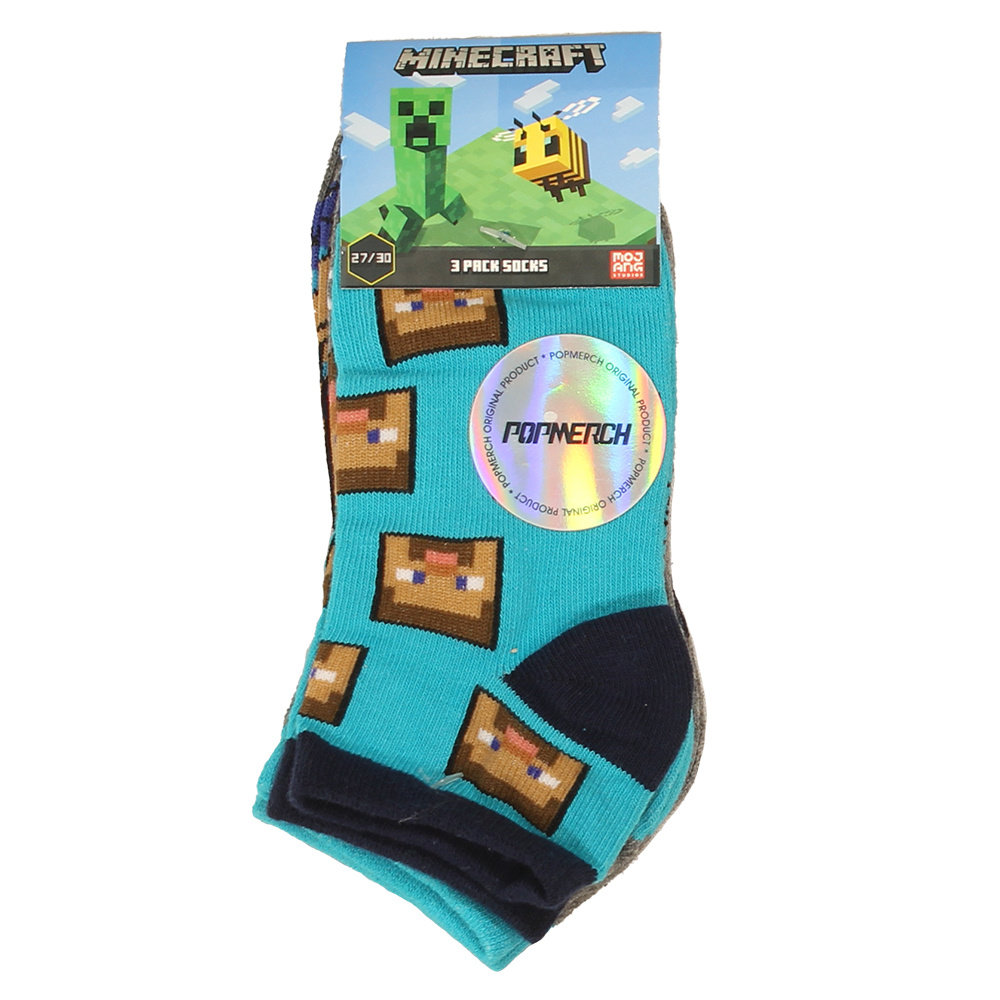 Minecraft Minecraft Steve Head 3 Pack Socks - Official Merchandise