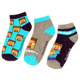 Minecraft Minecraft Steve Head 3 Pack Socks