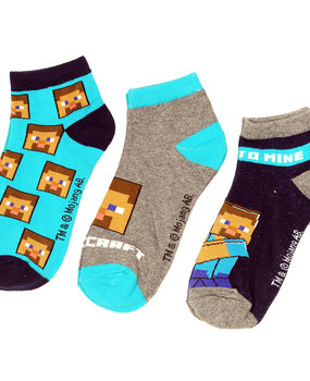 Minecraft Minecraft Steve Head 3 Pack Socks Minecraft Minecraft Steve Head 3 Pack Socks