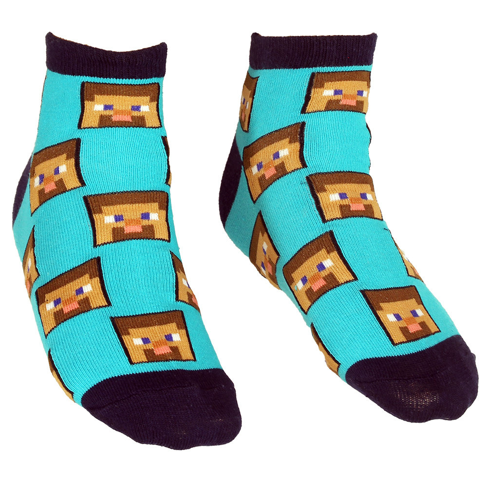 Minecraft Minecraft Steve Head 3 Pack Sokken - Officiële Merchandise Minecraft Minecraft Steve Head 3 Pack Sokken - Officiële Merchandise