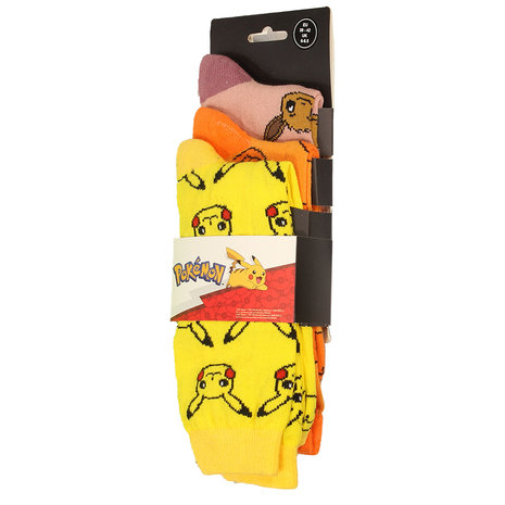 Pokémon Pokemon Charmander Eevee Pikachu Socks 3 Pack - Official Merchandise Pokémon Pokemon Charmander Eevee Pikachu Socks 3 Pack - Official Merchandise