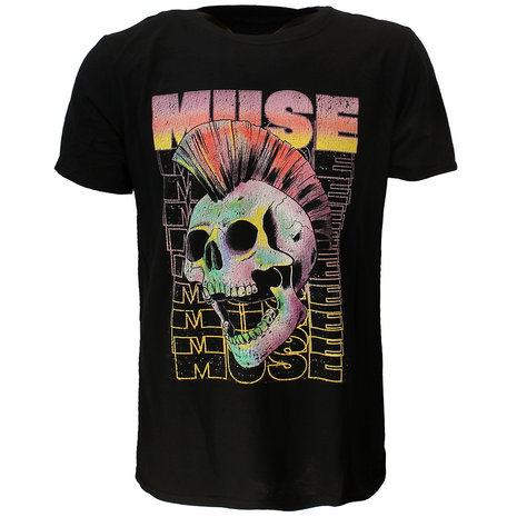 Band Merchandise Muse Mohawk Skull T-Shirt - Official Merchandise Band Merchandise Muse Mohawk Skull T-Shirt - Official Merchandise