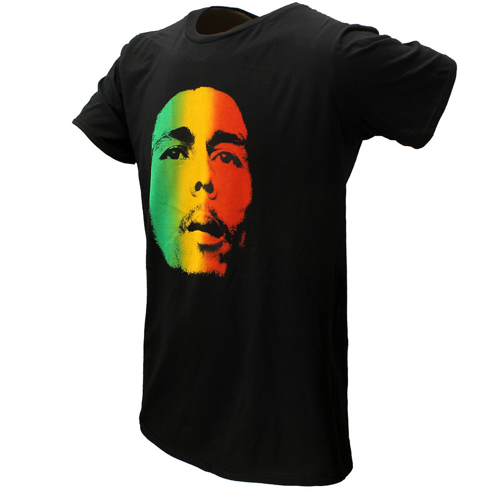 Rock Off T-Shirt Ufficiale Bob Marley - Vintage Verde Label, Unisex, Gialla, Cotone Riciclato