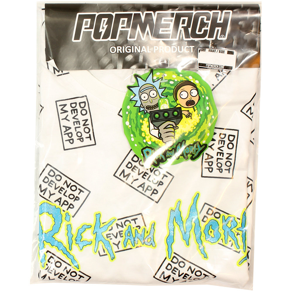 Rick and Morty Rick & Morty Do Not Develop My App T-Shirt Wit - Officiële Merchandise Rick and Morty Rick & Morty Do Not Develop My App T-Shirt Wit - Officiële Merchandise