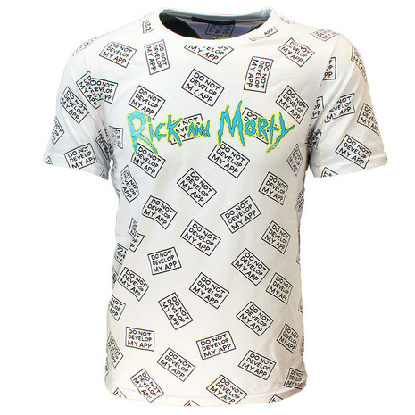 Rick and Morty Rick & Morty Do Not Develop My App T-Shirt Wit - Officiële Merchandise Rick and Morty Rick & Morty Do Not Develop My App T-Shirt Wit - Officiële Merchandise