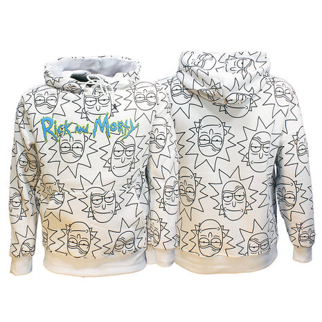 White rick clearance and morty hoodie