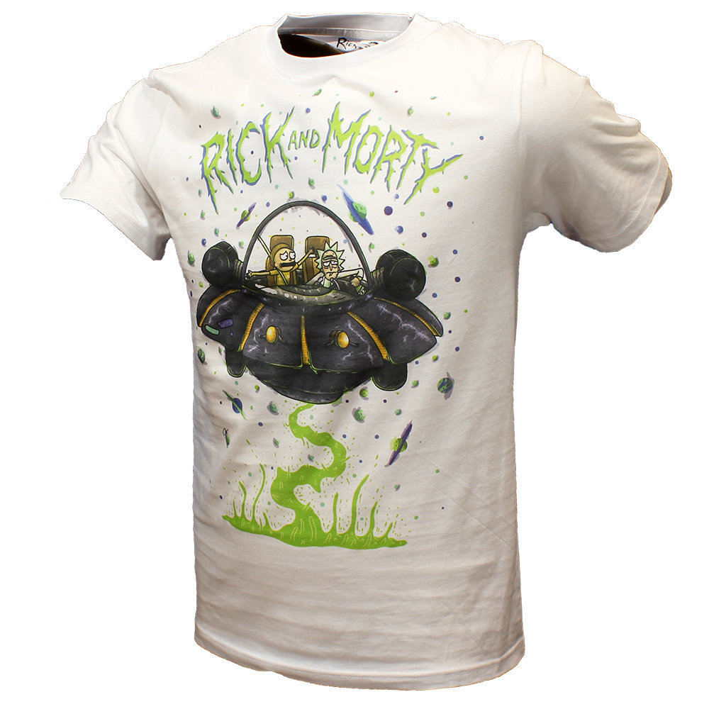 Rick and Morty Rick und Morty Raumschiff T-Shirt Weiß – Offizielles Merchandise Rick and Morty Rick und Morty Raumschiff T-Shirt Weiß – Offizielles Merchandise