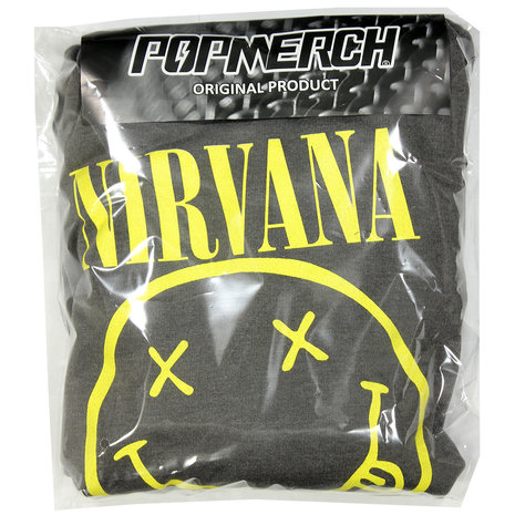 Band Merchandise Nirvana Classic Smiley Logo Hoodie Sweater Trui Antraciet Grijs - Officiële Merchandise Band Merchandise Nirvana Classic Smiley Logo Hoodie Sweater Trui Antraciet Grijs - Officiële Merchandise