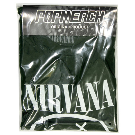 Band Merchandise Nirvana Witte Smiley Donker Groen T-Shirt - Officiële Merchandise Band Merchandise Nirvana Witte Smiley Donker Groen T-Shirt - Officiële Merchandise