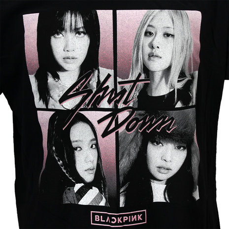 Band Merchandise Blackpink Shut Down Photo Grid T-Shirt - Official Merchandise Band Merchandise Blackpink Shut Down Photo Grid T-Shirt - Official Merchandise
