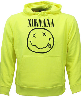 Band Merchandise Nirvana Neongelber Smiley-Hoodie-Pullover Band Merchandise Nirvana Neongelber Smiley-Hoodie-Pullover