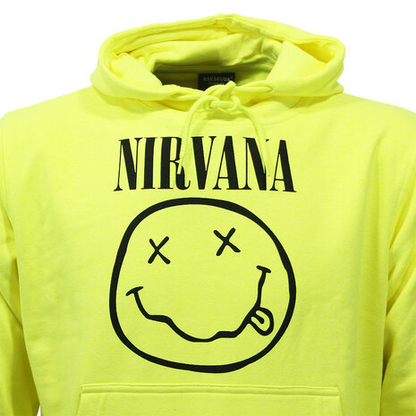 Band Merchandise Nirvana Neon Yellow Smiley Hoodie Sweater Sweater - Official Merchandise Band Merchandise Nirvana Neon Yellow Smiley Hoodie Sweater Sweater - Official Merchandise