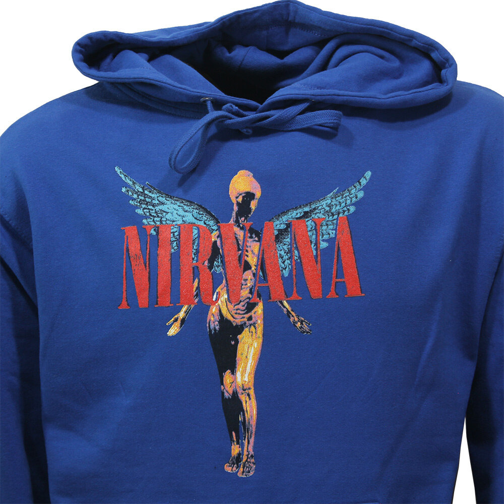 Band Merchandise Nirvana Angelic Band Hoodie Trui Blauw - Officiële Merchandise Band Merchandise Nirvana Angelic Band Hoodie Trui Blauw - Officiële Merchandise