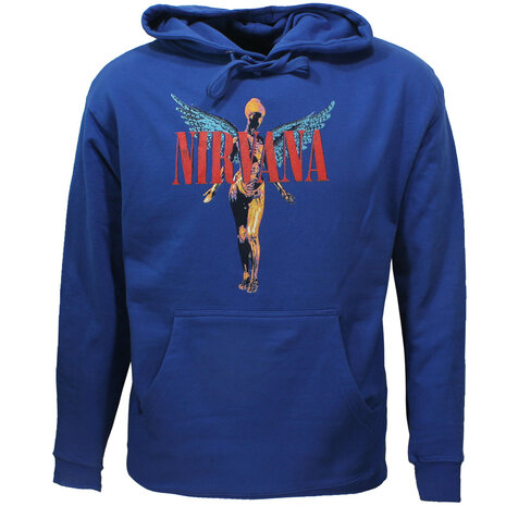 Band Merchandise Nirvana Angelic Band Hoodie Trui Blauw - Officiële Merchandise Band Merchandise Nirvana Angelic Band Hoodie Trui Blauw - Officiële Merchandise