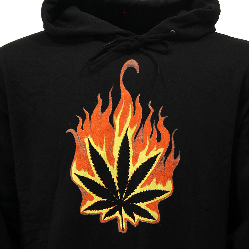 Popmerch Originals Burning Weed Leaf Kapuzenpullover – Originaldesign Popmerch Originals Burning Weed Leaf Kapuzenpullover – Originaldesign