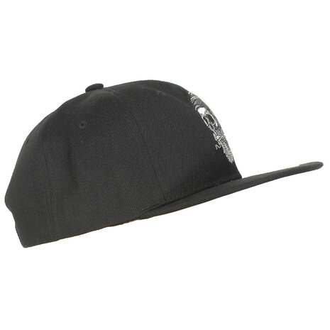 Popmerch Originals Biker Skull with Beard and Headphones Snapback Cap - Original Design Popmerch Originals Biker Skull with Beard and Headphones Snapback Cap - Original Design