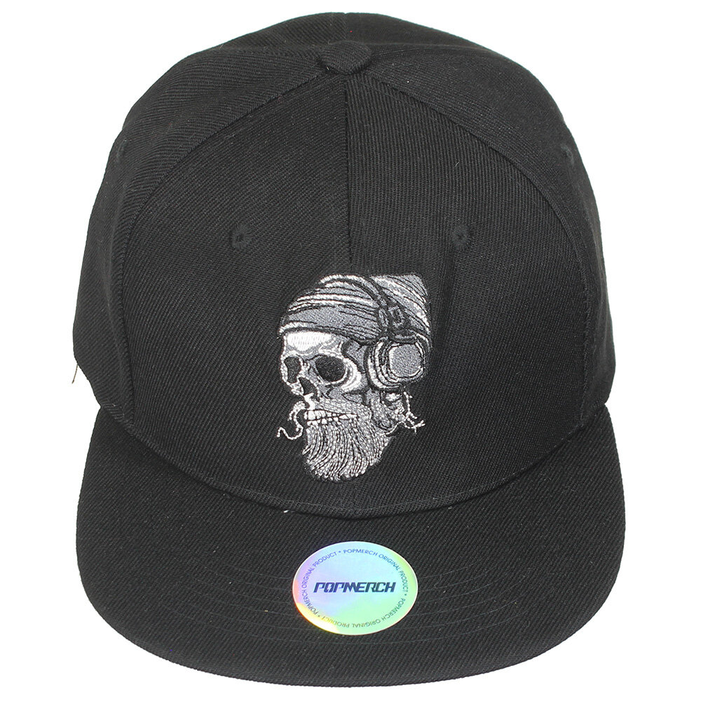 Popmerch Originals Biker Skull met Baard en Koptelefoon Snapback Cap Pet - Origineel Design Popmerch Originals Biker Skull met Baard en Koptelefoon Snapback Cap Pet - Origineel Design