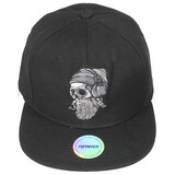 Popmerch Originals Biker Totenkopf mit Bart und Kopfhörer Snapback Cap