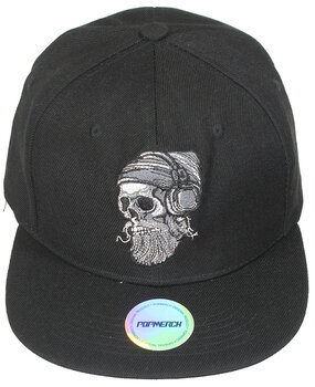 Popmerch Originals Biker Skull with Beard and Headphones Snapback Cap Popmerch Originals Biker Skull with Beard and Headphones Snapback Cap