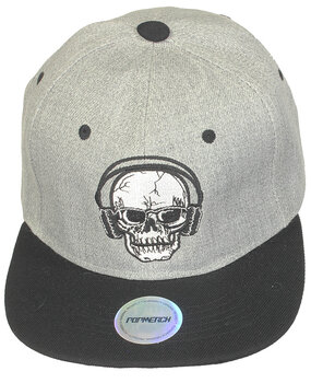 Popmerch Originals Skull with Headphones Snapback Cap Popmerch Originals Skull with Headphones Snapback Cap
