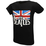 Band Merchandise The Beatles Flag Logo Vintage Print T-Shirt