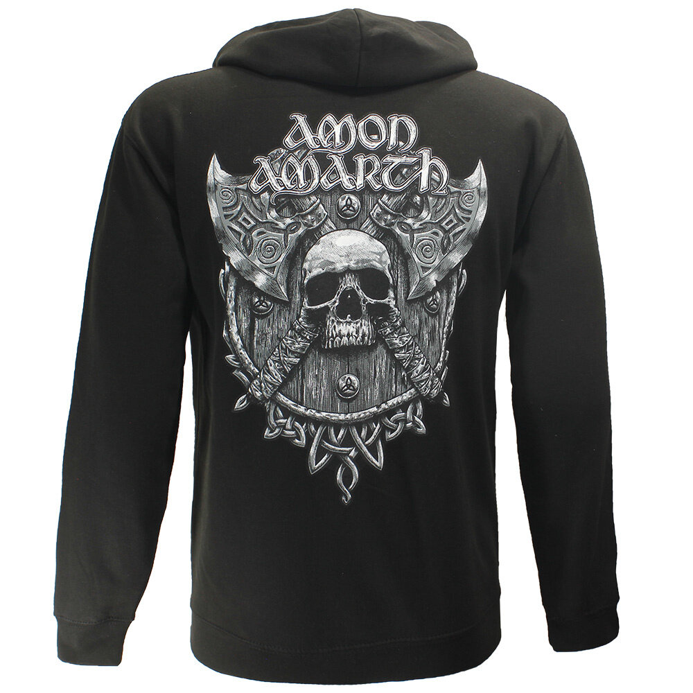 Band Merchandise Amon Amarth Grauer Totenkopf-Kapuzenpullover – Offizielles Merchandise