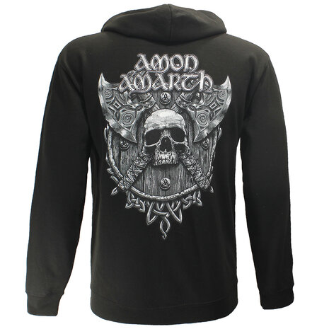 Band Merchandise Amon Amarth Grauer Totenkopf-Kapuzenpullover – Offizielles Merchandise