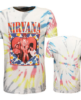 Band Merchandise Nirvana Heart Coloured Dip Dye T-Shirt Band Merchandise Nirvana Heart Coloured Dip Dye T-Shirt