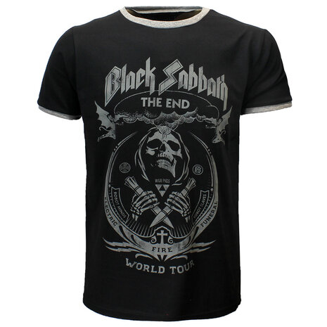 Band Merchandise Black Sabbath The End World Tour Ringer T-Shirt - Officiële Merchandise Band Merchandise Black Sabbath The End World Tour Ringer T-Shirt - Officiële Merchandise