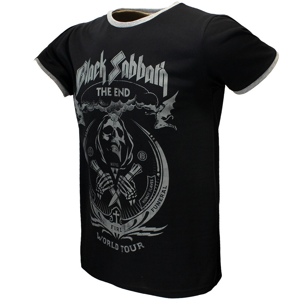 Band Merchandise Black Sabbath The End World Tour Ringer T-Shirt - Officiële Merchandise Band Merchandise Black Sabbath The End World Tour Ringer T-Shirt - Officiële Merchandise